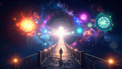 A Traveler's Journey Through the Cosmos with Floating Clocks