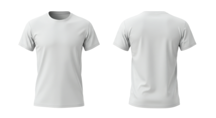 Plain white t shirt displayed from front and back isolated on white background ideal for mockups