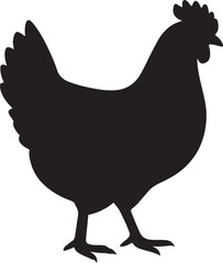 Chicken silhouette vector illustration for farm, poultry, agriculture, food, rural life, and animal designs.