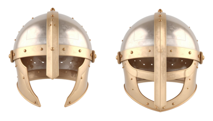 Front view of helmet set isolated on background. 
