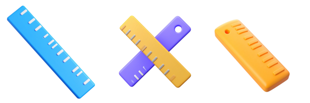 Colorful Rulers Isolated on Transparent Background in Three Different Styles