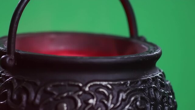 Close-up of a dark cauldron