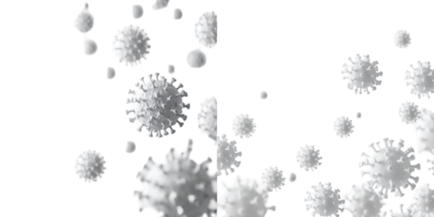 White Spherical Viruses Floating Against Transparent Background