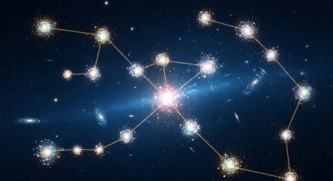 Cosmic constellation: interconnected stars forming a brilliant network across the galaxy.