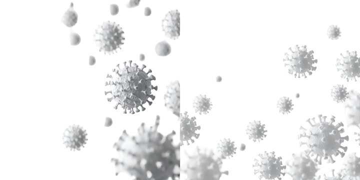 White Spherical Viruses Floating Against Transparent Background - Powered by Adobe