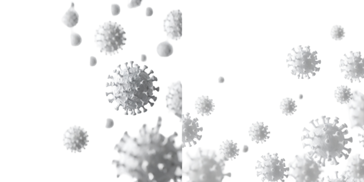 White Spherical Viruses Floating Against Transparent Background
