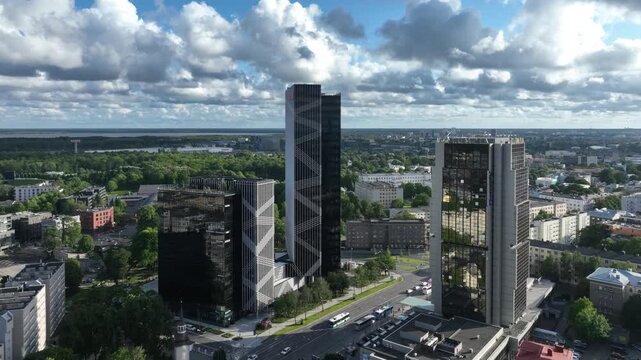 Aerial view of Tallinn city center with the Arter business quarter, Estonia.