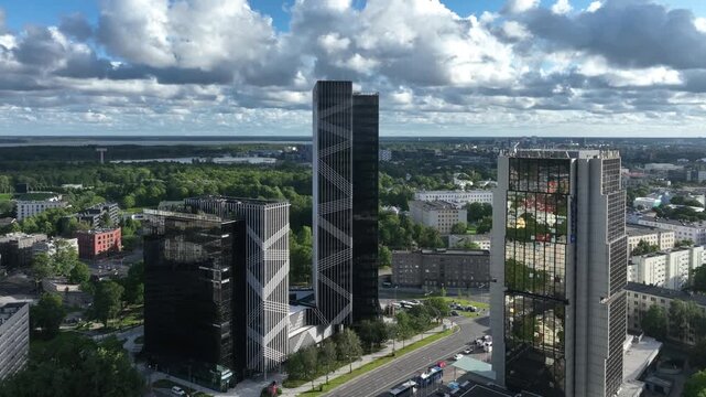 Aerial view of Tallinn city center with the Arter business quarter. Estonia.