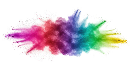 Fototapeta premium Vibrant explosion of colorful powder creating an artistic splash isolated on white background