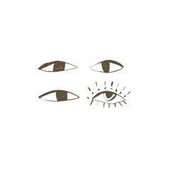 Hand drawn mystical eyes vector clipart for stickers stationery home decor and boho design Vector illustration