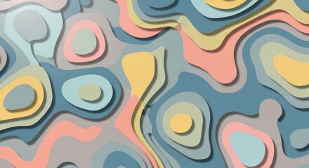 Abstract Topographic Map Background in Pastel Colors