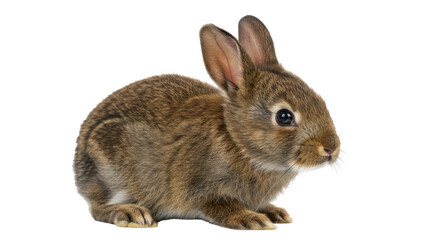 Obraz premium Close up of a cute brown rabbit sitting isolated on white background showcasing features