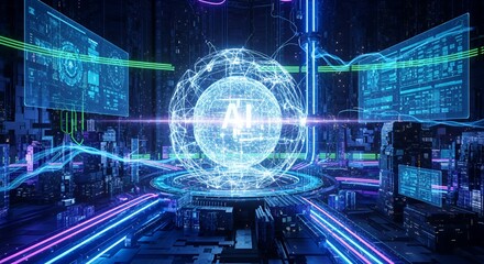 AI Global Network: Futuristic Digital Sphere