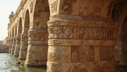Local landscape of ancient stone arch bridge
