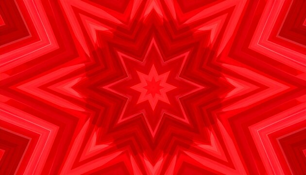 Red Kaleidoscope Star Pattern. - Powered by Adobe