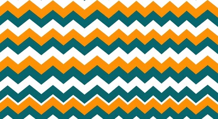 Chevron Pattern Background in Teal, Orange and White Zig Zag Design