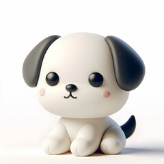 3d cute small young dog, isolated background. Generative Ai.