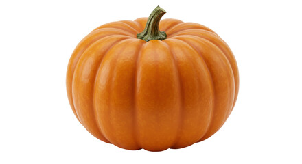 Bright orange pumpkin isolated on white background showcasing smooth texture and vibrant color