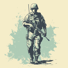 Fototapeta premium soldier, vector style simple color