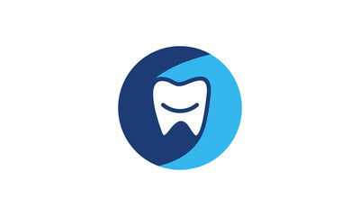 Friendly and modern dental logo featuring a smiling tooth in a circular design. Ideal for dentists, orthodontists, and dental clinics.
