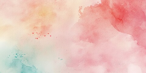 Obraz premium A watercolor painting features a blend of soft pinks, reds, and pale blues, creating a dreamy and ethereal effect. The colors bleed and blend together, suggesting a cloudy or atmospheric scene.