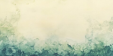 A watercolor painting depicts a blurred, ethereal landscape with a gradient of pale yellow and muted teal. The paint appears to have been applied with a wet brush, creating a soft, diffused effect.