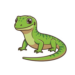 Fototapeta premium A Monitor Lizard cute icon sticker design, chibi cartoon style, 2D flat vector icon illustration of an adorable little. Kawaii style, character art, isolated on white background,