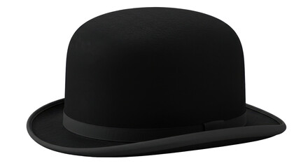 Classic black bowler hat isolated on white background showcasing timeless fashion style