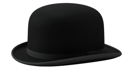 Classic black bowler hat isolated on white background showcasing timeless fashion style