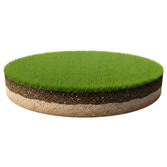 Floating Grass and Soil Podium 3D Illustration