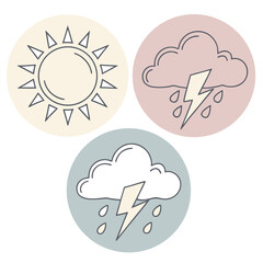 Weather Icon Trio Soft Flat Vector Set

