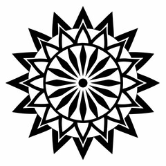 Black Silhouette Mandala Stripe Illustration