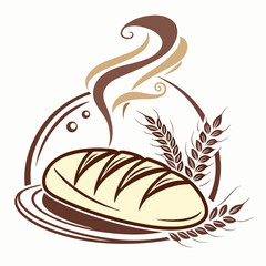 Steaming Bread Loaf Logo for Artisan Bakeshop

