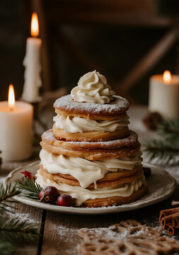 Traditional Norwegian kransekake Christmas cake