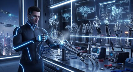 Cybernetic Arm Assembly: A Futuristic Tech Vision