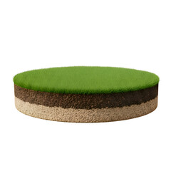 Floating Grass and Soil Podium 3D Illustration