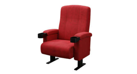 Comfortable red theater chair cup holders isolated on clean background modern seating furniture