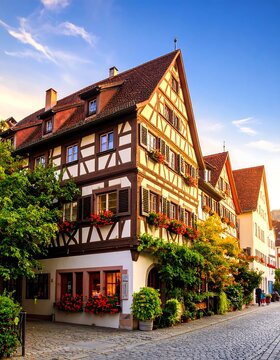 Half-timbered House, European Street Scene