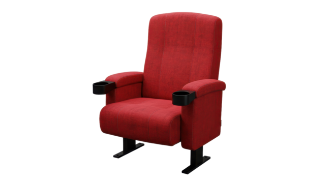 Comfortable red theater chair cup holders isolated on clean background modern seating furniture