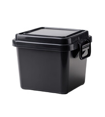 Dark gray plastic storage box with lid