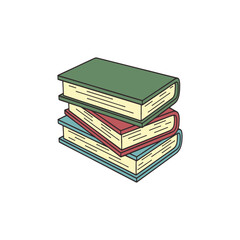 Stack of books on a white background. Color stylized illustration. Vector graphics.
