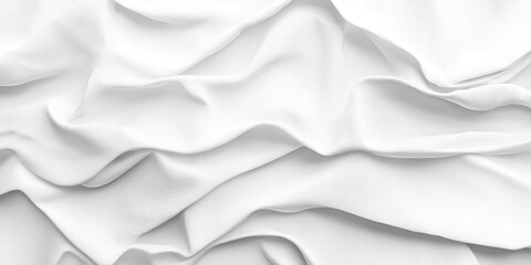 Obraz premium A close-up shot of white fabric billowing dramatically against a stark black background. The fabric is tightly folded and draped, creating complex, flowing curves and sharp creases. 
