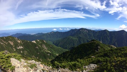 Naklejka premium Panoramic mountain vista (1)