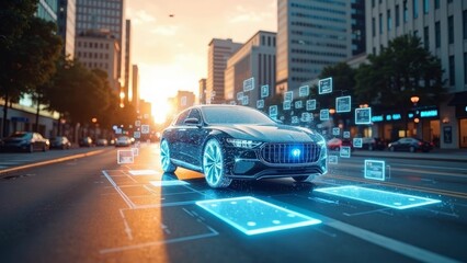 Naklejka premium Automotive Art Landscape in Cities