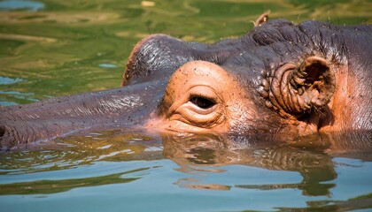 Fototapeta premium Close-up of hippopotamus's head in water