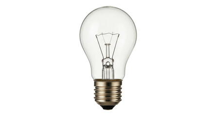 Clear light bulb with visible filament isolated on white background ideal for energy concepts