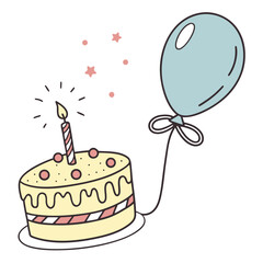 Birthday Cake & Balloon Logo Cute Party Mood
