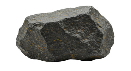 Fototapeta premium A rugged rock sitting on a plain surface showcasing natural textures and colors isolated on white background