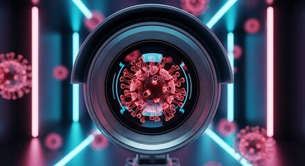 Surveillance camera viewing virus coronavirus lens