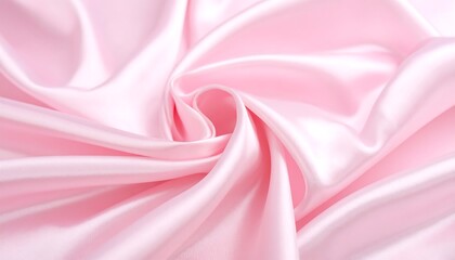Fototapeta premium Elegant texture background of pink satin fabric with soft folds and waves